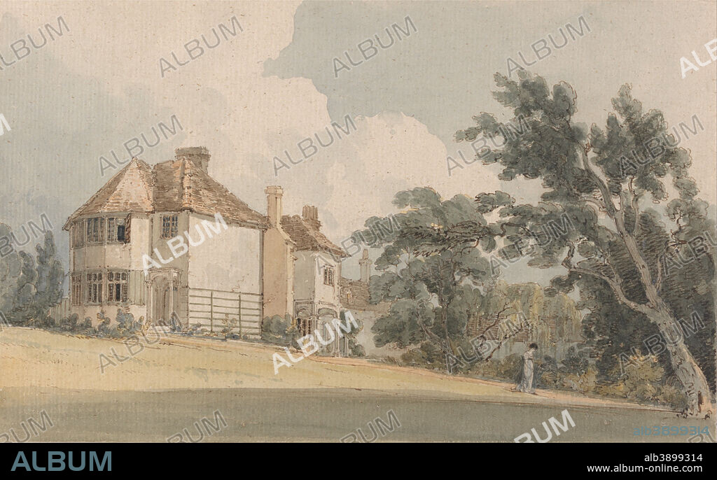 THOMAS GIRTIN. Country House. Date/Period: Ca. 1797. Architectural subject. Watercolor with pen in brown ink over graphite on moderately thick, moderately textured, blued white, laid paper. Height: 203 mm (7.99 in); Width: 330 mm (12.99 in).