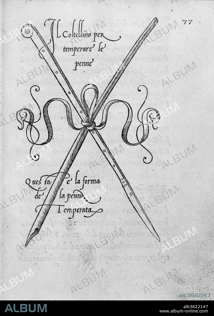 Il Modo de temperare le Penne... Artist: Eustachio Celebrino (Italian, active 16th century). Author: Ludovico Arrighi (Italian, 16th century). Dimensions: 8 1/4 x 5 7/8 x 5/8 in. (21 x 15 x 1.6 cm). Publisher: Vicentino & Celebrino , Venetia. Date: 1523.