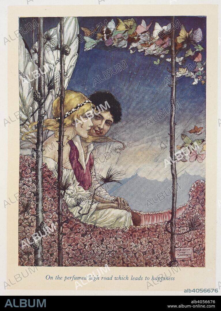 CHRISTIE T. YOUNG and FLORENCE ANDERSON. On the perfumed high road which leads to happiness. Snowdrop. The Black Princess, and other fairy tales from Brazil-â€œContos para CriancÌ§as.â€ Translated from the Portuguese of â€œChrysantheÌ€meâ€ by Christie T. Young. Illustrated by Florence Mary Anderson. London : Simpkin, Marshall & Co., [1916]. Source: 12410.ppp.7 opposite page 26.
