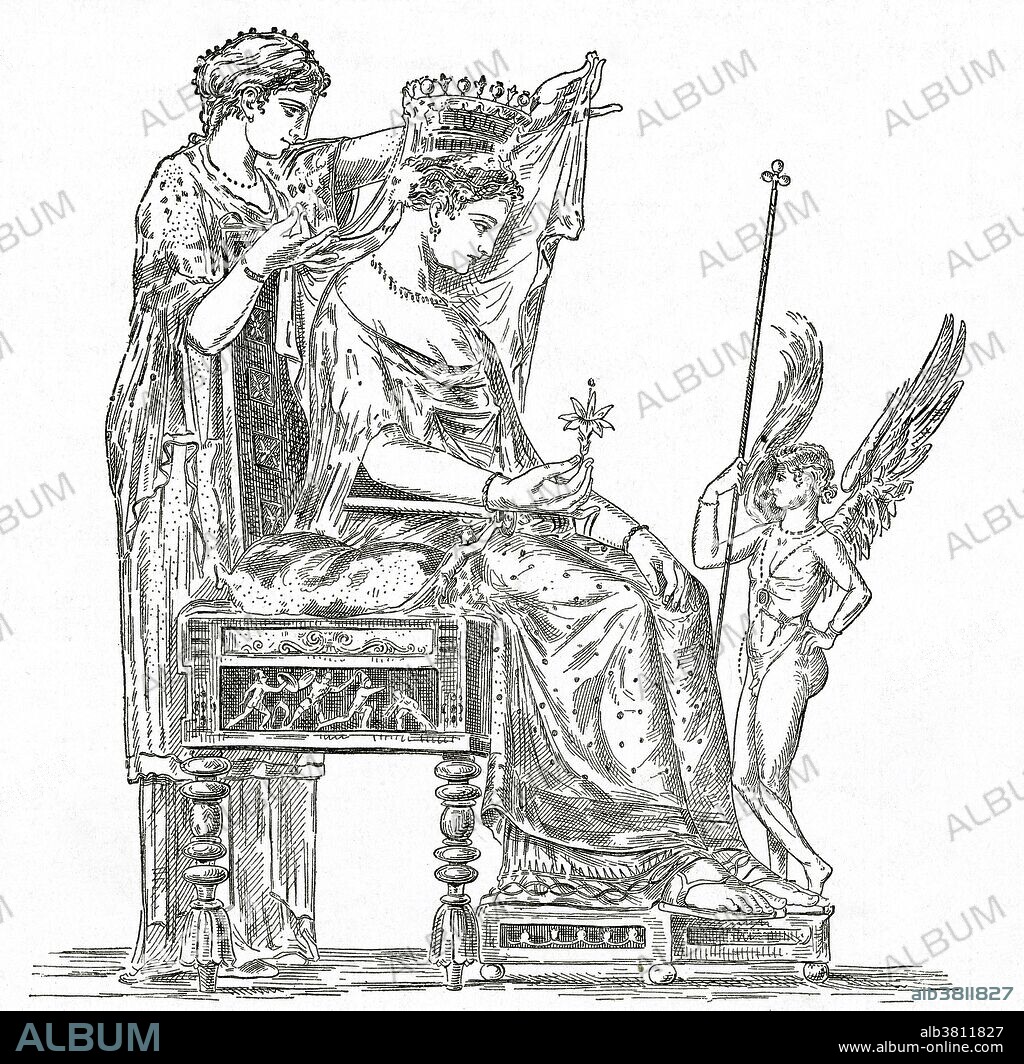 Venus, the Roman goddess of love, beauty and fertility with her winged son, Cupid. Venus is the Roman goddess of love, beauty, desire, sex, fertility, prosperity and victory. In Roman mythology, she was the mother of the Roman people through her son, Aeneas, who survived the fall of Troy and fled to Italy. Venus was central to many religious festivals, and was revered in Roman religion under numerous cult titles. The Romans adapted the myths and iconography of her Greek counterpart Aphrodite for Roman art and Latin literature. In the later classical tradition of the West, Venus becomes one of the most widely referenced deities of Greco-Roman mythology as the embodiment of love and sexuality. In myth, Venus-Aphrodite was born of sea-foam.