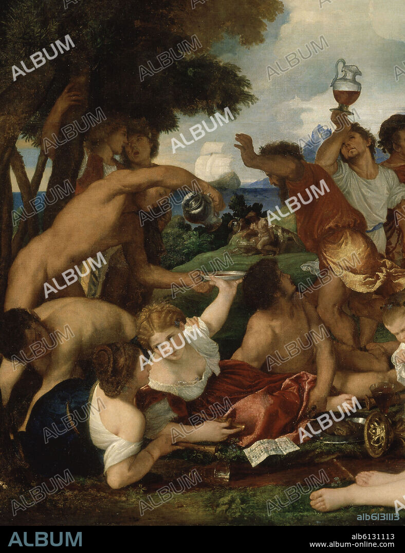 TIZIANO VECELLIO DE GREGORIO-TICIANO-. LA BACANAL DE LOS ANDRIOS - DETALLE IZQUIERDO - 1523-1526 - O/L - 175x193 - NP 418 - RENACIMIENTO VENECIANO - CONJUNTO 7439.