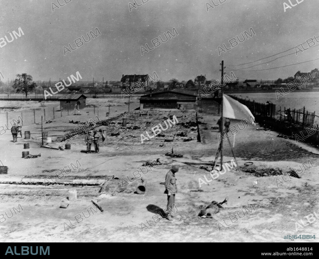 World War II 1939-1945. Site of mass burning of 250 Polish and French slave labourers at Nazi camp near Leipzig, Germany, on April 19, 1945, the day before the city was captured by 69th Inf. Div. First U.S. Army.