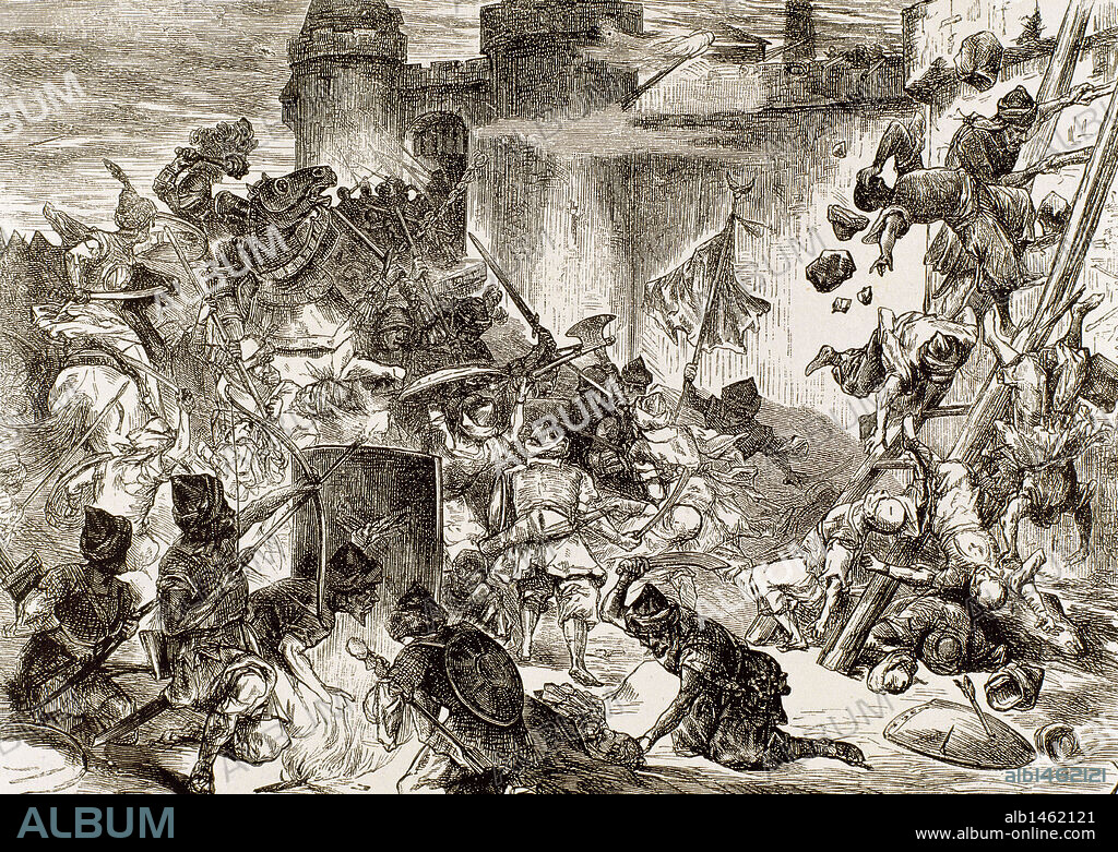 ASEDIO DE VIENA POR LOS TURCOS. Año 1683. Grabado de G. Vilnuls. "Germania", año 1882.