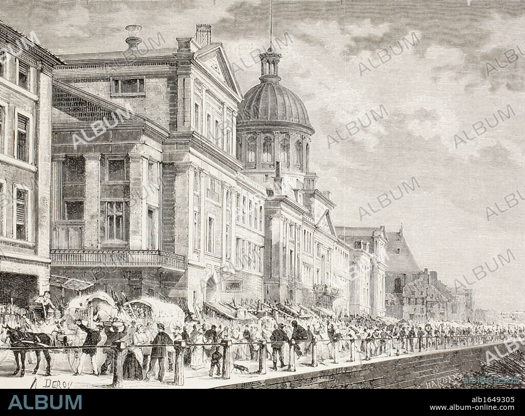 The Bonsecours Market in Montreal, Canada. From a 19th century illustration.