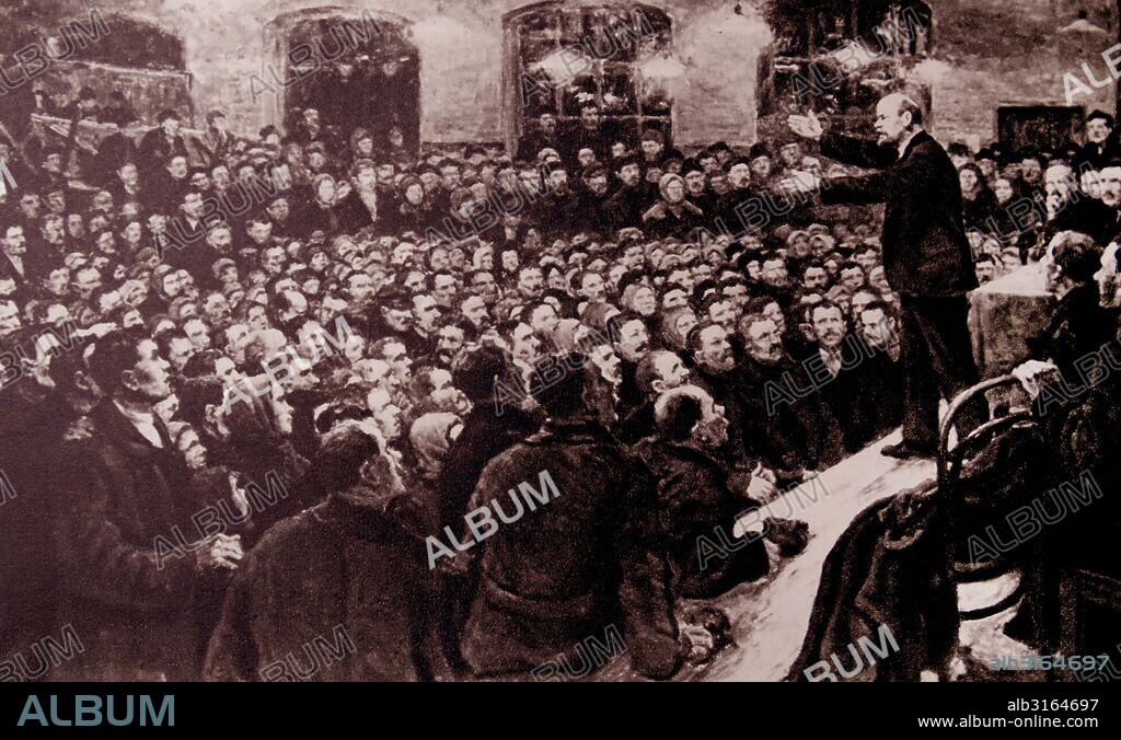 Vladimir Ilyich Lenin (1870-1924) addressing a workers’ meeting - 1921.