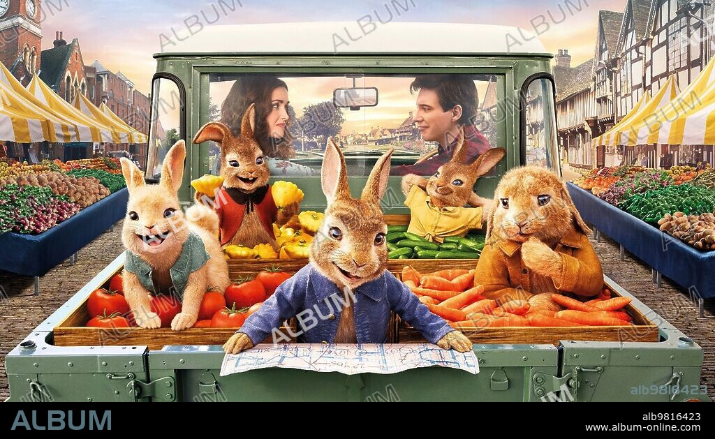 DOMHNALL GLEESON und ROSE BYRNE in PETER HASE 2, 2021 (PETER RABBIT 2: THE RUNAWAY), unter der Regie von WILL GLUCK. Copyright COLUMBIA PICTURES.