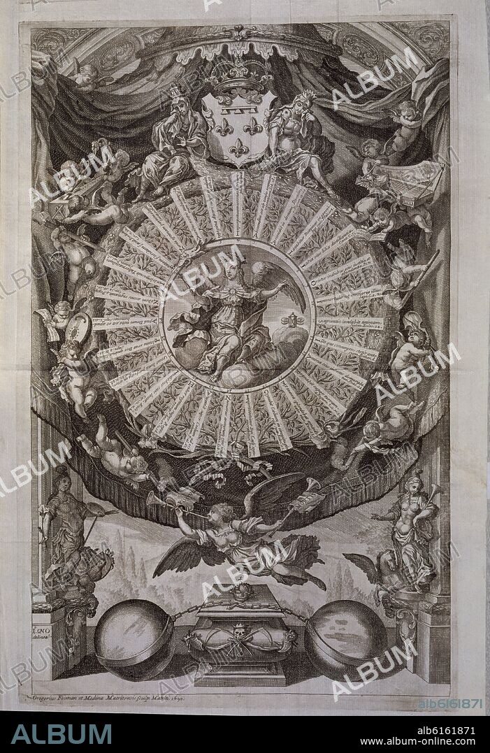 FOSMAN Y MEDINA GREGORIO. RETRATO ALEGORICO DE LA REINA MARIA LUISA DE ORLEANS - 1690 - R-22858.