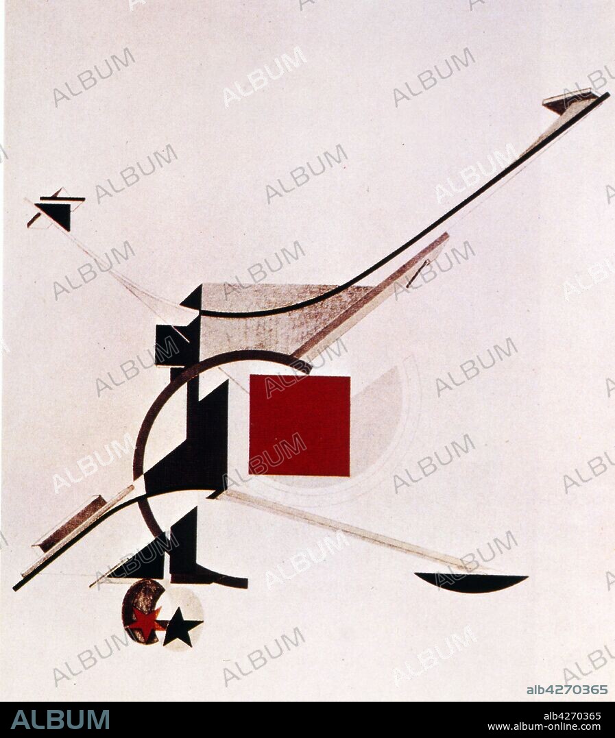 Victory over the Sun, 1923, lithograph by  El Lissitzky, 1890-1941, Russian artist.