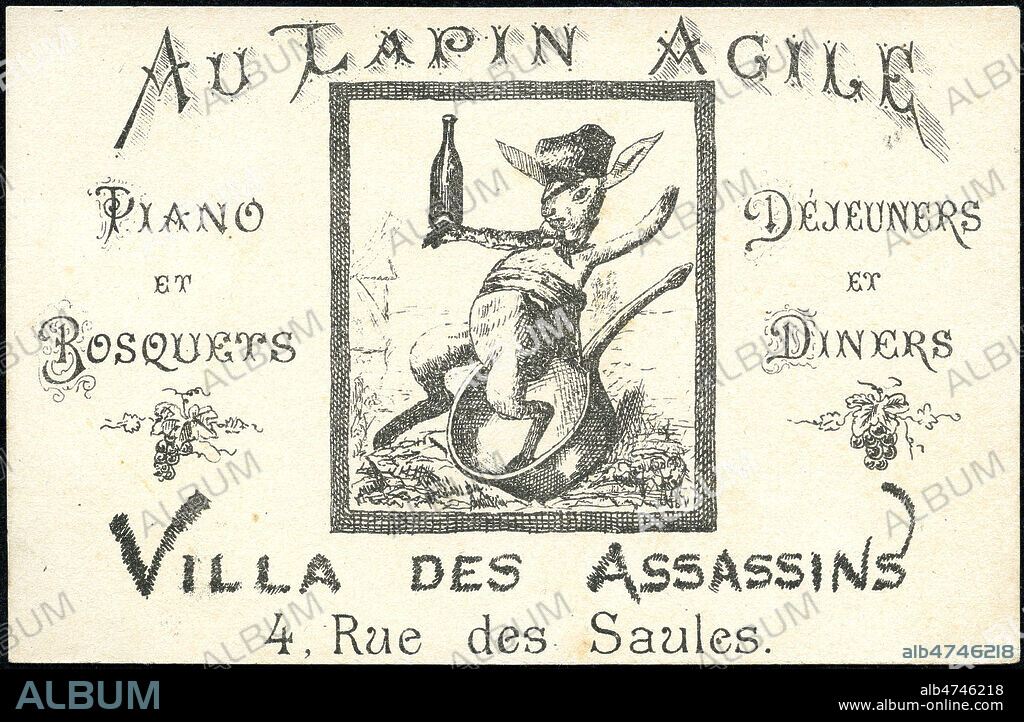 Au Lapin Agile cabaret a Paris . Illustration d'apres la peinture de Andre GILL (1840-1885) vers 1879 . Credit : collection IM/KHARBINE-TAPABOR.