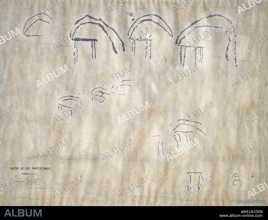 PINTURA ESQUEMATICA CUEVA DE LOS MURCIELAGOS(ZUHEROS)SEGUN DIBUJO DE ALCACER GRAU1965.