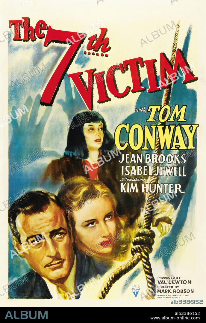 Poster de LA SÉPTIMA VÍCTIMA, 1943 (THE SEVENTH VICTIM), dirigida por MARK ROBSON. Copyright RKO RADIO PICTURES.