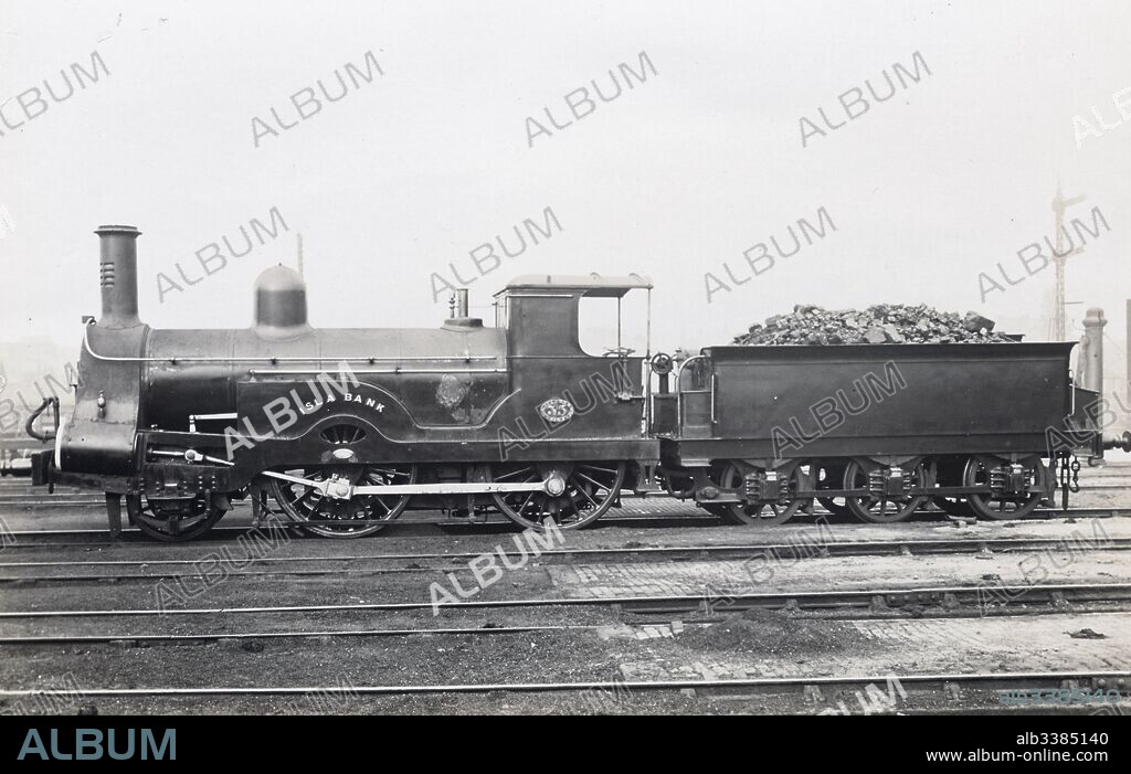 Locomotive no 35: "Isla Bank" 2-4-0, built Jul 1892. Sep 1863-Oct 1864 the Inverness and Aberdeen Junction Railway introduced 18 Glenbarry class locomotives. These were 2-2-2s intended primarily for passenger traffic. Originally named "Kingsmills" this locomotive was rebuilt as a 2-4-0 in Jul 1892 and renamed in 1889 (renumbered 35A in 1911).