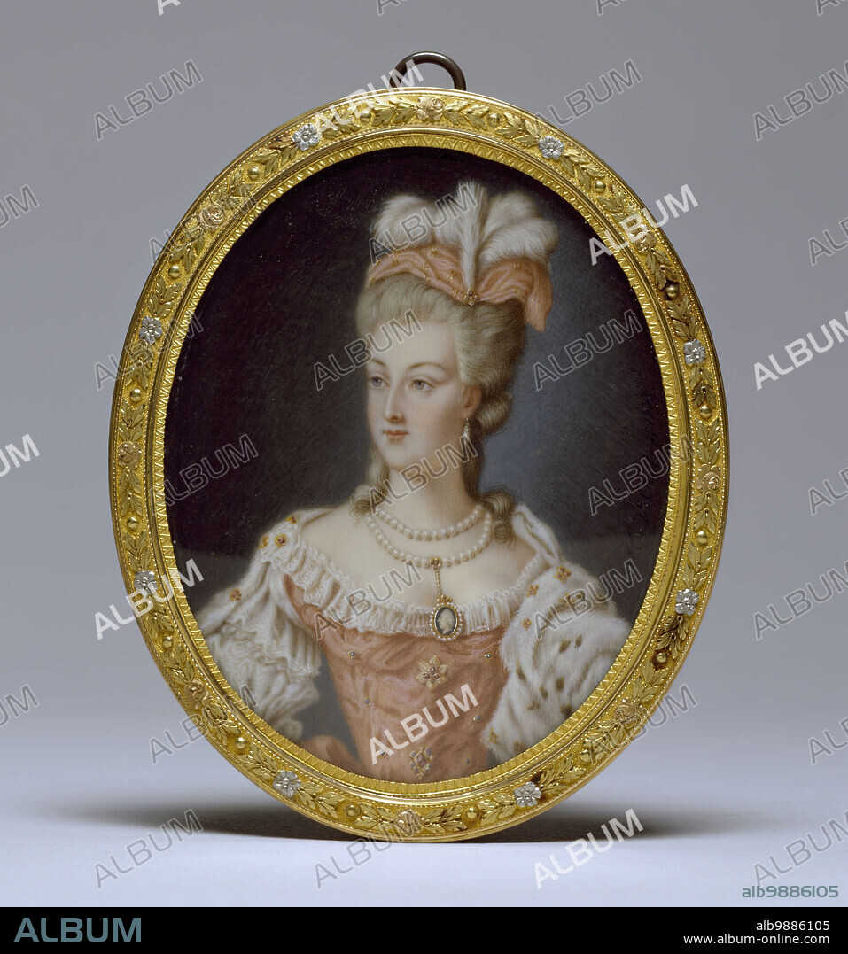 Queen Marie-Antoinette, 1778. This portrait miniature may be copied from a portrait by Anne Vallayer-Coster, who was one of the queen's favourite artists. Vallayer-Coster was celebrated for her still lifes, but she also received several important portrait commissions from the royal family, perhaps due to the favour shown her by the French queen. This miniature is only tentatively attributed to her.
