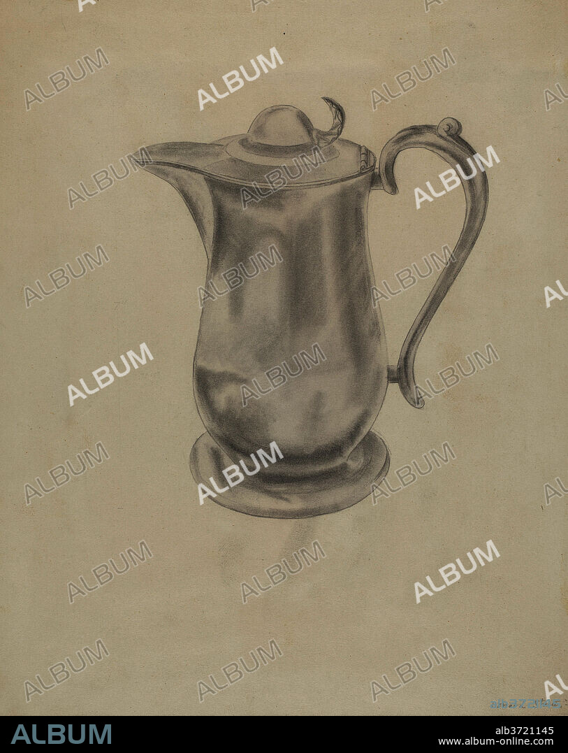 DONALD STREETER. Pewter Syrup Pitcher. Dated: c. 1936. Dimensions: overall: 28.2 x 22.9 cm (11 1/8 x 9 in.)  Original IAD Object: 7" high; 5" wide. Medium: watercolor and graphite on paper.