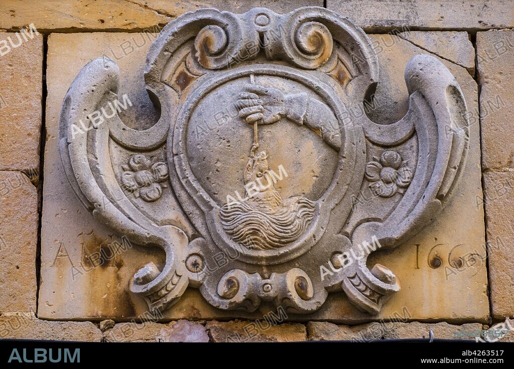 Can Amer, escudo heraldico familiar, Campos, Mallorca, balearic islands, Spain.
