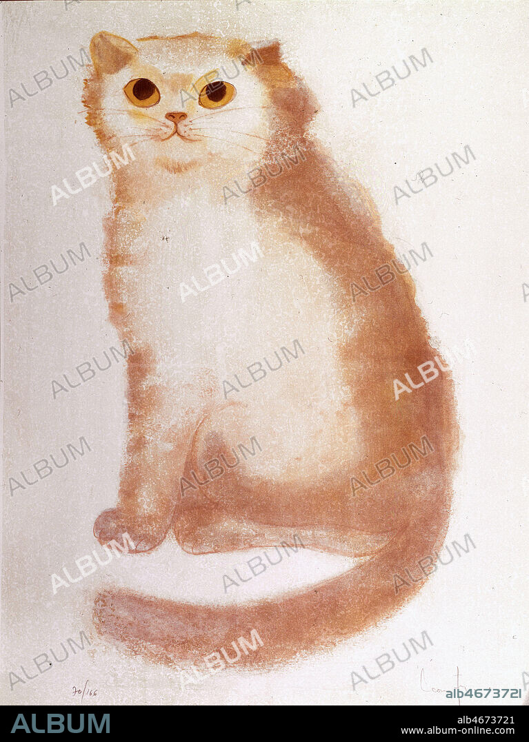 Lithographie de chat de Leonor FINI (1908-1996). Galerie Sources, Paris. Credit: Collection Bouquignaud/KHARBINE-TAPABOR. ADAGP.