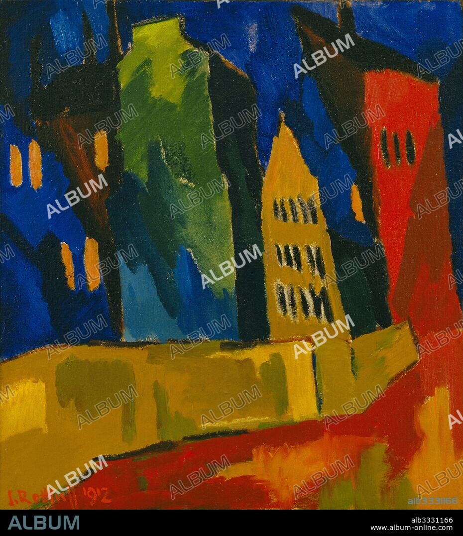 KARL SCHMIDT-ROTTLUFF. Houses at Night.