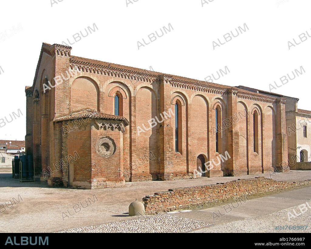 Santa Paola Church, by Unknown Artist, 1420, 15th Century,. Italy, Mantua, Santa Paola church. External view church of Santa Paola Mantua side buttress pointed arches hanging arches bricks.