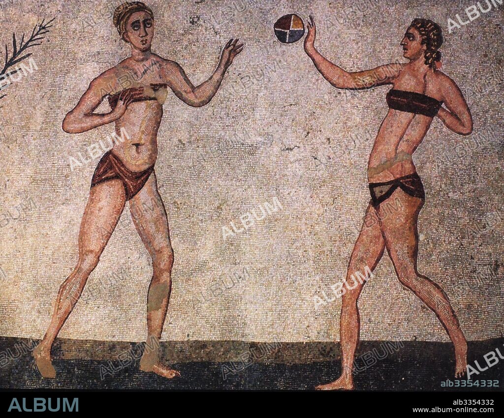 ANTIQUE ART. The bikini girls mosaic (From the Chamber of the Ten Maidens).