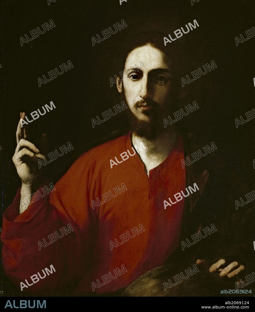 JOSÉ DE RIBERA. José de Ribera / 'El Salvador', 1630-1635, Escuela Española, Óleo sobre Lienzo, 77 cm x 65 cm, P01067.