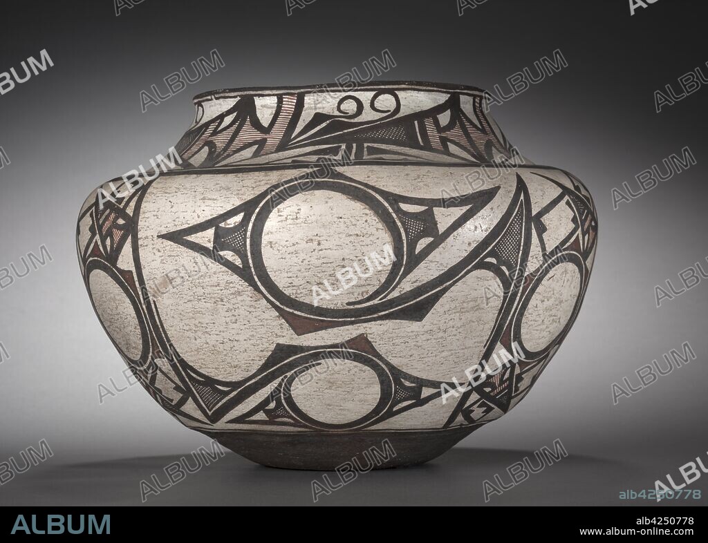 Water Jar (Olla), c 1880. Southwest, Pueblo, Zuni, Post-Contact, Late 19th century. Slip-painted; overall: 26.5 x 37.5 cm (10 7/16 x 14 3/4 in.).