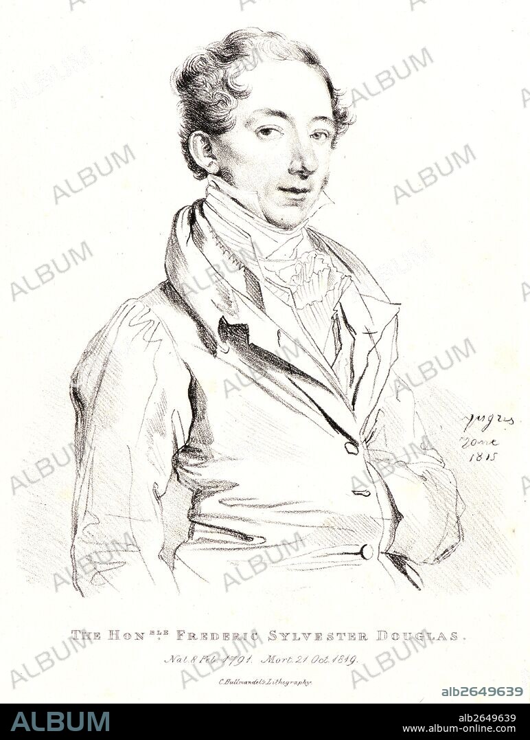 After Jean-Auguste-Dominique Ingres (French, 1780 - 1867). Hon. Frederick Sylvester North Douglas, ca. 1820-1840. Lithograph on Whatman paper.