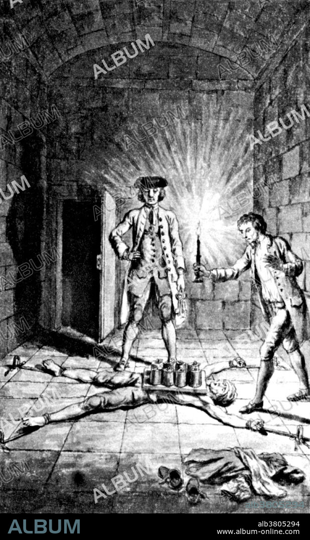 William Spiggot was an 18th century English highwayman. During his trial, he at first refused to plead and was sentenced to be pressed until he pleaded. This was called Peine forte et dure. He was later executed, after a second trial when he pleaded not guilty, on February 11, 1721. Peine forte et dure (hard and forceful punishment) was a method of torture formerly used in the common law legal system, in which a defendant who refused to plead would be subjected to having heavier and heavier stones placed upon his or her chest until a plea was entered, or the defendant died. Many defendants charged with capital offenses would refuse to plead in order to avoid forfeiture of property. If the defendant pleaded either guilty or not guilty and was executed, their heirs would inherit nothing. If they refused to plead their heirs would inherit their estate, even if they died in the process. Peine forte et dure was abolished in Great Britain in 1772, with the last known actual use of the practice having been in 1741. Torture is the act of deliberately inflicting physical or psychological pain in order to fulfill some desire of the torturer or compel some action from the victim.