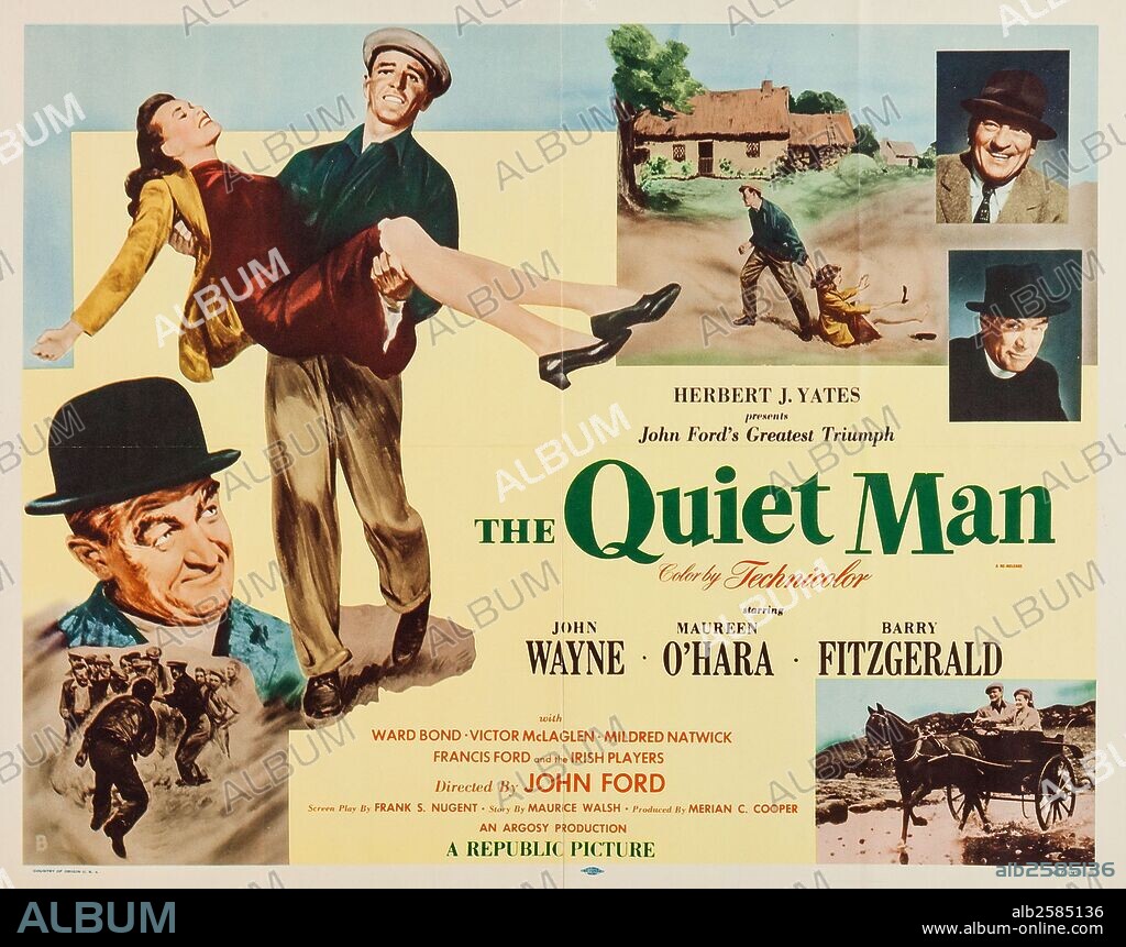 Poster de EL HOMBRE TRANQUILO, 1952 (THE QUIET MAN), dirigida por JOHN FORD. Copyright REPUBLIC PICTURES.