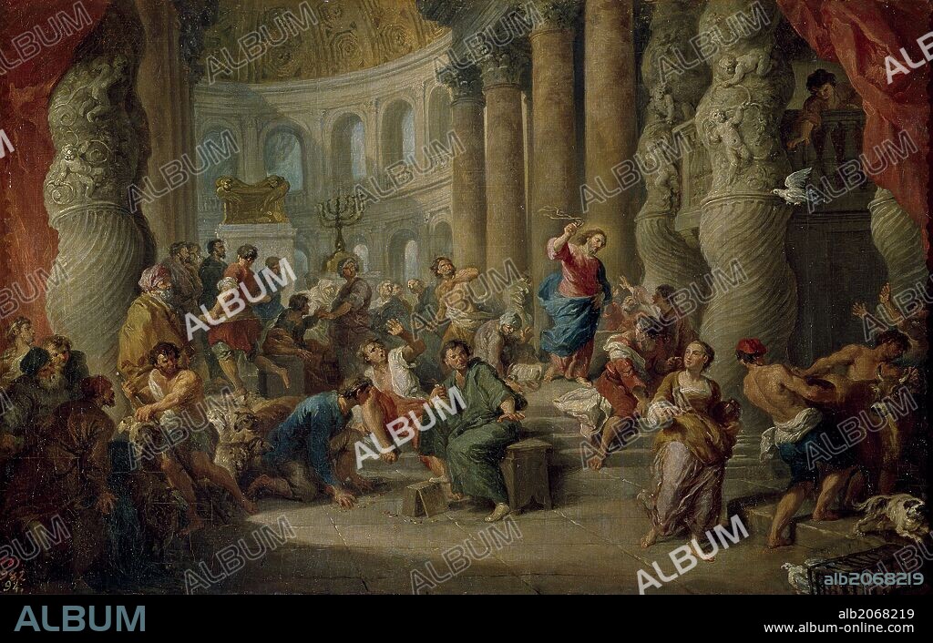 GIOVANNI PAOLO PANNINI. Giovanni Paolo Panini / 'Jesus Driving the Merchants from the Temple', ca.  1725, Italian School, Canvas, 40 cm x 63 cm, P00278.