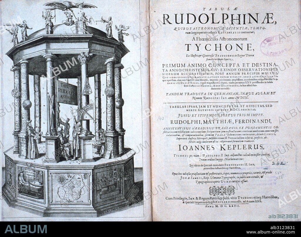 Frontispiece and title page of : "Tabulae Rudolphinae : quibus astronomicae...." by Johannes Kepler, 1571-1630.