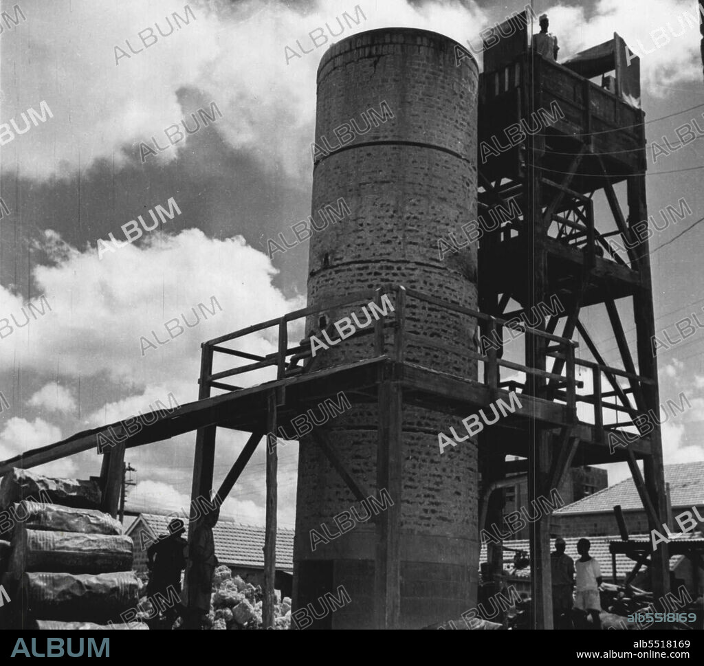 Caustic Soda Plant And Sulphuric Acid Plant -- Klin for burning lime.
One of the industries being encouraged by the East African Industrial Management Board. September 13, 1951. (Photo by British Official Photograph).