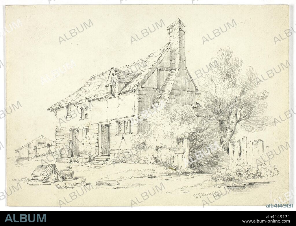 Countryside Cottage. Paul Sandby Munn; English, 1773-1845. Date: 1824. Dimensions: 175 × 244 mm. Graphite, with spray fixative, on ivory wove paper. Origin: England.