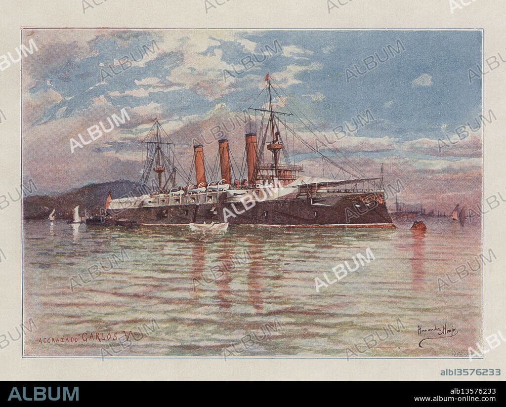 FRANCISCO HERNÁNDEZ MONJO. La Armada Española. Acorazado de primera clase "Carlos V". Año 1898.
