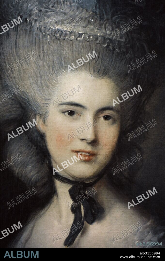 Thomas Gainsborough (1727-1788). Pintor inglés. Dama en azul, c. 1780. Detalle. Museo del Hermitage (The State Hermitage Museum). San Petersburgo. Rusia.