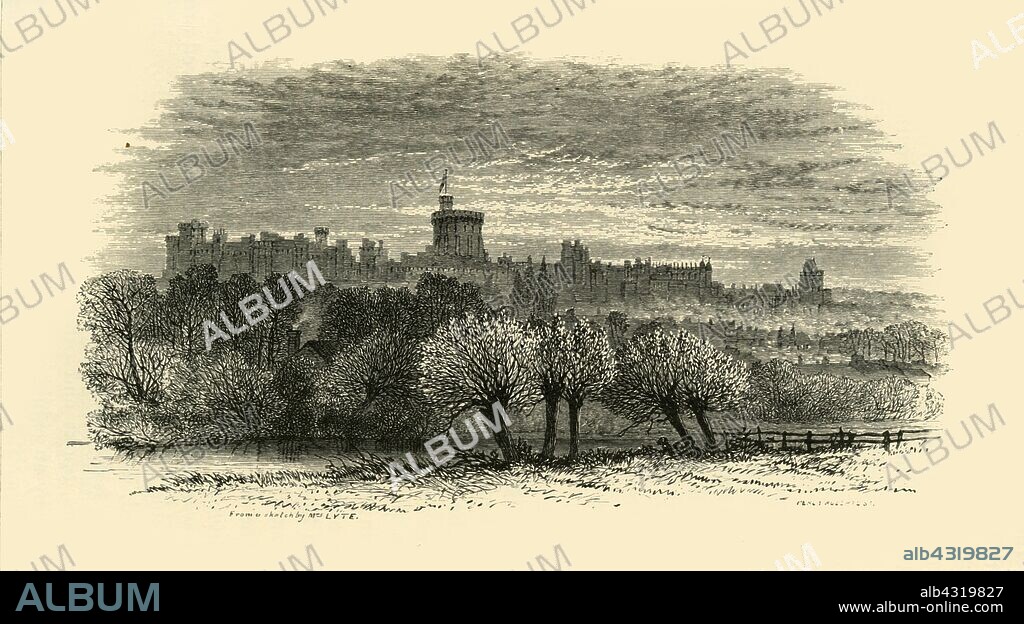 'Windsor Castle from the Provost's Lodge at Eton', 1911. Eton College, a royal foundation of Henry VI is located half a mile from Windsor Castle, built in the 11th century. From "A History of Eton College (1440-1910)", by Sir H. C Maxwell Lyte, K.C.B. [Macmillan and Co. Limited, London, 1911].