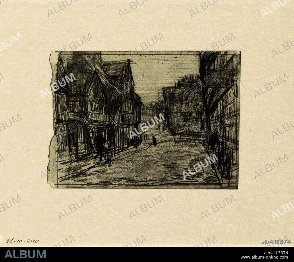 JAN PIETER VETH. Face in a village. Draughtsman: Jan Veth. Dating: 1874 - 1925. Measurements: h 114 mm × w 159 mm.