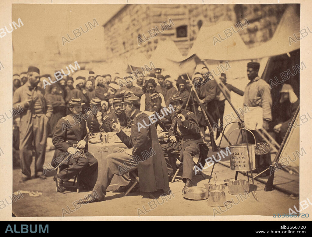 Duryea Zouaves, Fort Schuyler Adjuant Mess. Artist: Stacy (American, active 1860s). Dimensions: 5 9/16 x 7 1/2. Date: May 18, 1861.