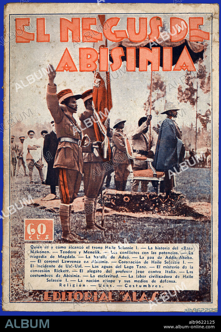 Cover of the book 'Haile Selassie I, Negus of Abyssinia'. Barcelona, 1935.