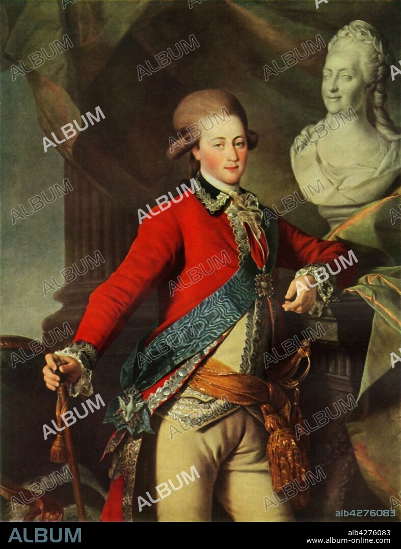 DMITRI GRIGORJEWITSCH LEWIZKI. 'Portrait of Alexandr Dmitrievich Lansky', 1782, (1965). Russian soldier Lansky (1758-1784) was a favourite of Empress Catherine the Great. From "Russian Painting of the 18th and 19th Centuries" by Vladimir Fiala. [Artia, Czechoslovakia, 1965].