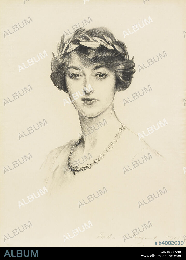 John Singer Sargent, American, 18561925, Portrait of Mrs. Gilbert Russell, 1911, Charcoal on cream laid paper, Sheet: 24 3/16 x 18 5/16 in. (61.4 x 46.5 cm).