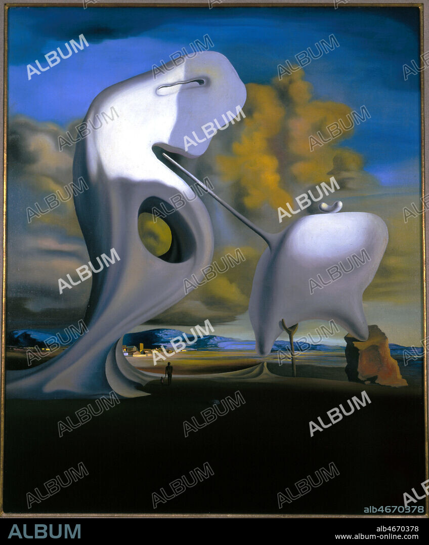 SALVADOR DALÍ. ' Angelus architectonique de Millet', 1933, par Salvador DALI (1904-1989), ADAGP. Huile sur toile, 73x60 cm, conservee au Centro de Arte Reina Sofia, a Madrid. Credit : ph. Bouquign./Kharbine-Tapabor.
