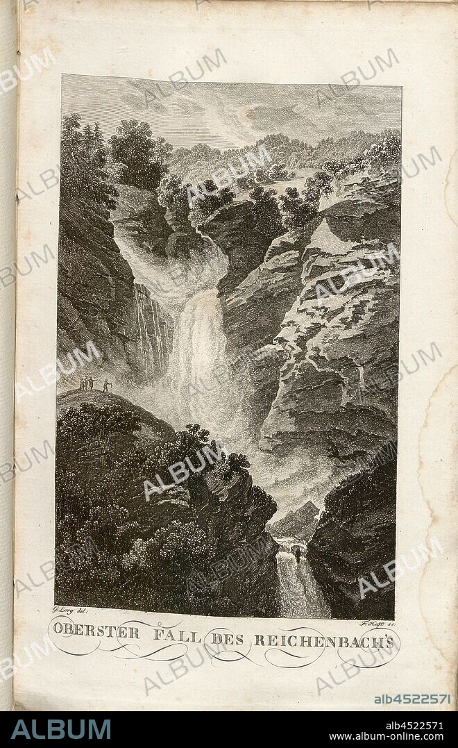 Supreme case of Reichenbach's, View of the Reichenbach Falls, Signed: G. Lory, F. Hegi, Etching, Inscribed after p. 804;, Lory, Gabriel (del.); Hegi, F. (sc.), 1817, Johann Rudolf Wyss, Reise in das Berner Oberland. Bern: Burgdorfer, 1816-1817.