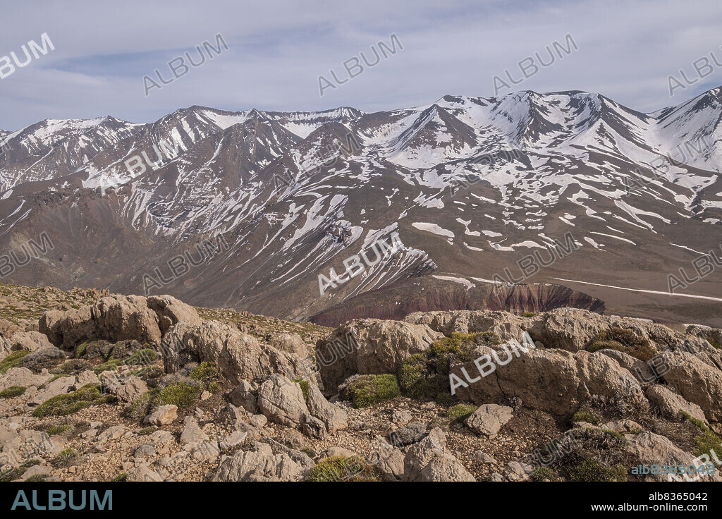 M Goun mountain range from Aghouri crest, 4068mts , Atlas mountain range, morocco, africa.