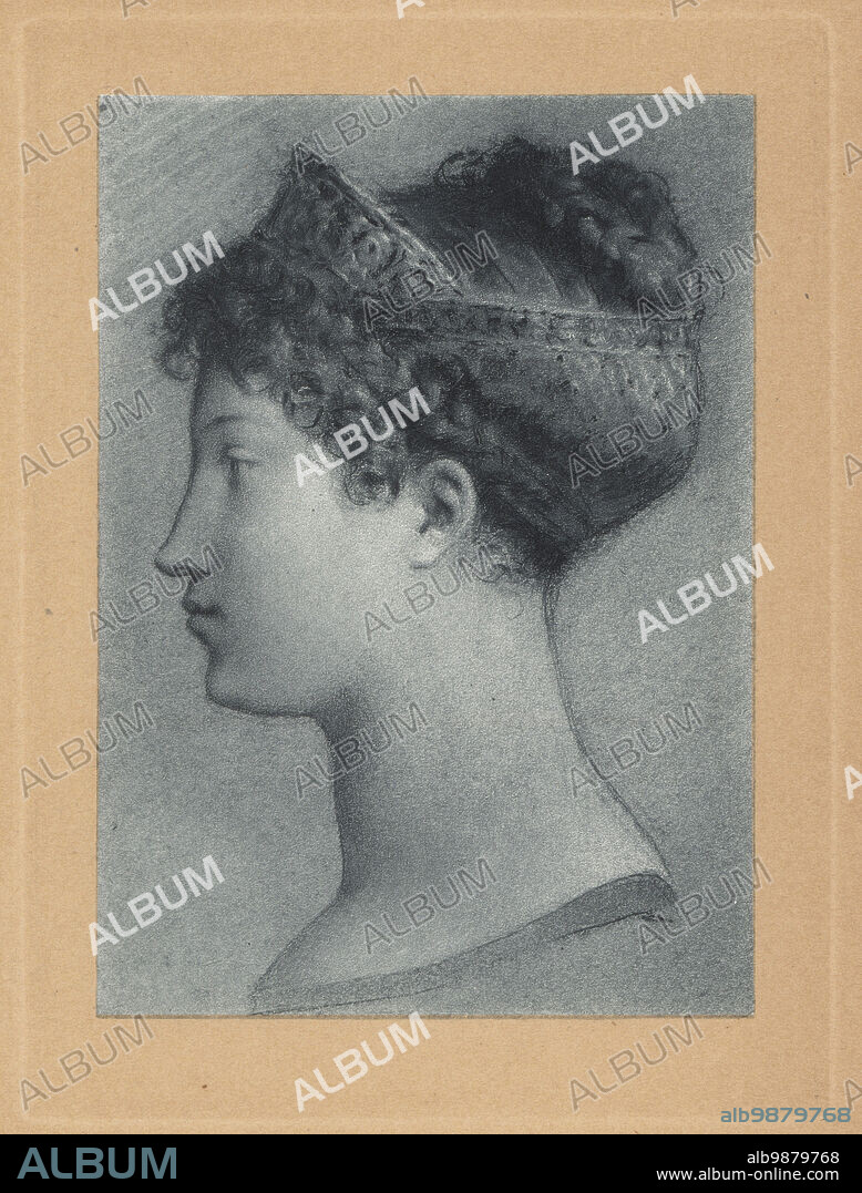 Marie-Louise, Empress and Queen, 1791-1847. Austrian archduchess who reigned as Duchess of Parma from 11 April 1814 until her death. She was Napoleon's second wife, Empress of the French and Queen of Italy. Portrait sketch by Pierre-Paul Prud'hon. Mezzotint by Michel Manzi and Maurice Joyant from Frederic Massons Napoleon et les Femmes, Napoleon and the Fair Sex, Goupil, Paris, 1906.