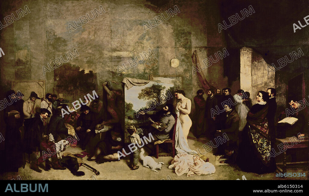 GUSTAVE COURBET. EL TALLER DEL ARTISTA:ALEGORIA DE 7 AÑOS DE MI VIDA ARTISTICA Y MORAL.1854/5.O/L,361x598- REALISMO.