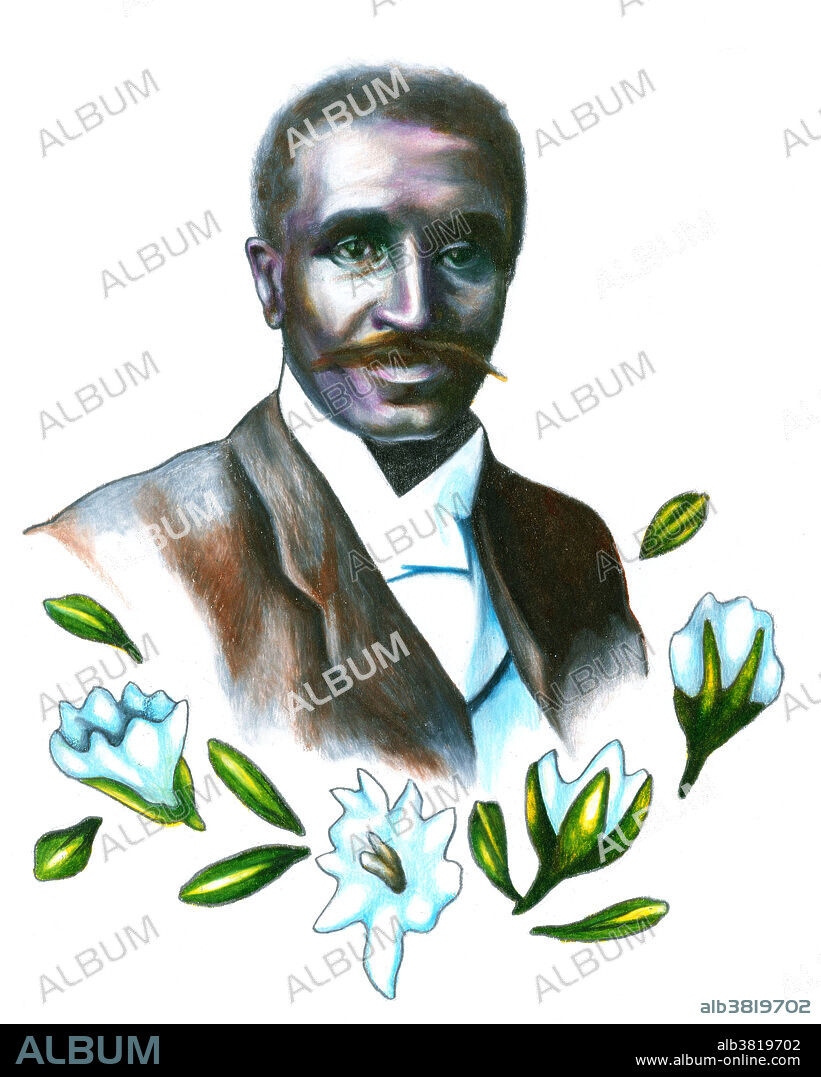 editorial use only . George Washington Carver (1864 - January 5, 1943) was born in slavery in Missouri and rose to be a distinguished agricultural scientist and inventor. Frances Johnston photographed Carver in 1906 when she visited Tuskegee Institute. Carver often wore a boutonniere of weeds or unusual flowers and, when asked why he had such weeds in his lapel, would take delight in explaining their many uses.