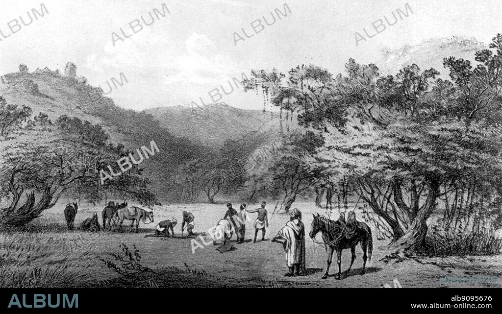 Heinrich Barth (1821-1865), German explorer, in disguise sketching at a camp site. Barth was the first man to make reliable maps of huge areas of Africa. The African Adventure - A History of Africa's Explorers by Timothy Severin, page 246.