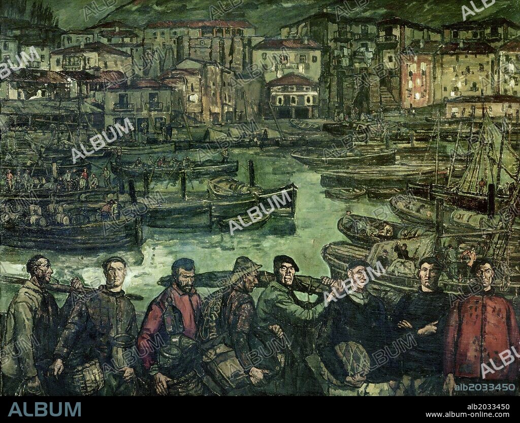 JOSÉ GUTIERREZ SOLANA. José Gutiérrez Solana / 'La vuelta de la pesca', 1922, Óleo sobre lienzo, 162 x 212 cm.
