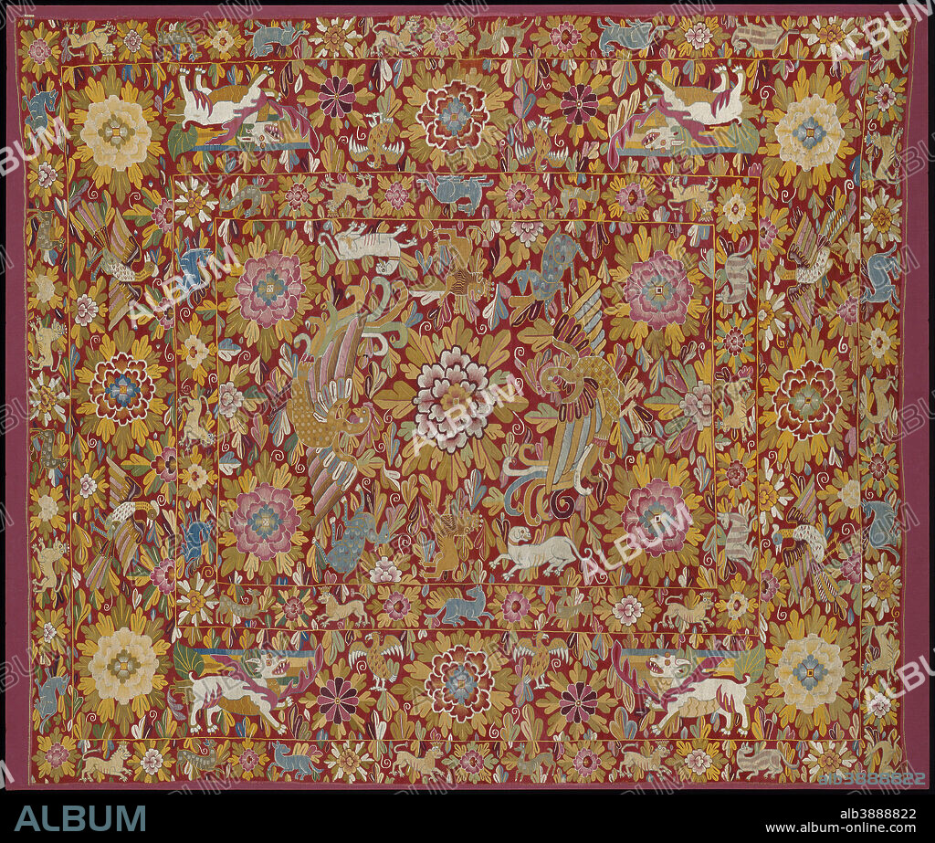 UNKNOWN. Cover. Peruvian, Colonial period, late 17th to early 18th century. Date/Period: Late 17th century - early 18th century. Textiles. Wool, silk, cotton, and linen interlocked and dovetailed tapestry. Height: 2,383 mm (93.81 in); Width: 2,073 mm (81.61 in).
