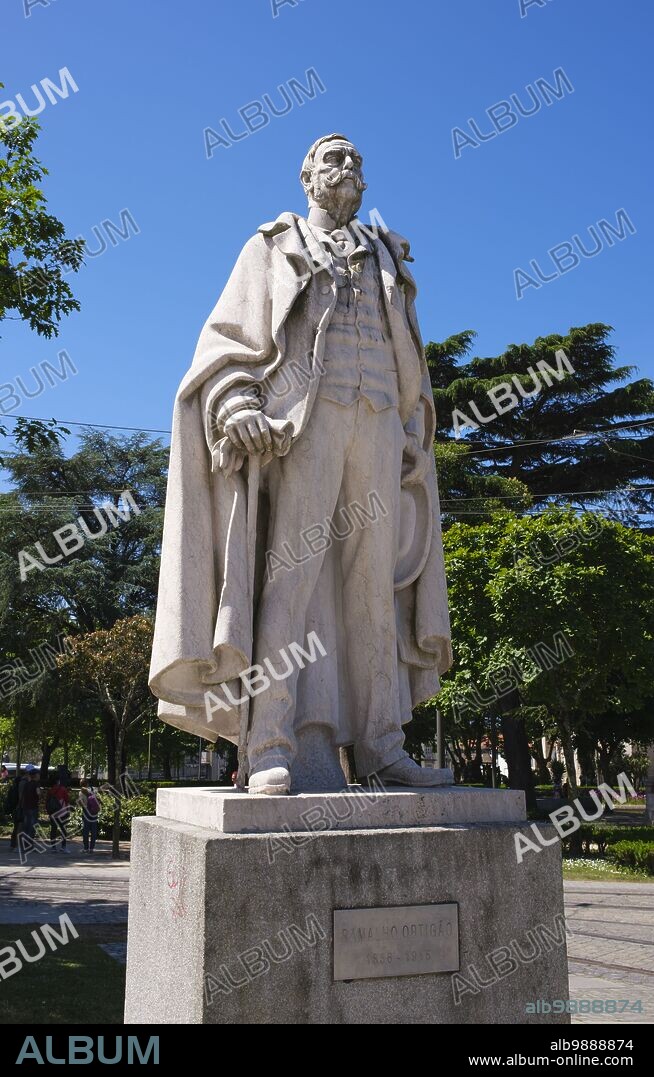 Portugal: Ramalho Ortigao (1836 - 1915), Portuguese writer, journalist, literary critic and translator, Cordoaria Garden, Praca de Parada Leitao, Porto. Jose Duarte Ramalho Ortigao was a supporter of Portuguese literary romanticism. He co-wrote 'The Mystery of the Sintra Road', often cited as the first Portuguese detective novel.
